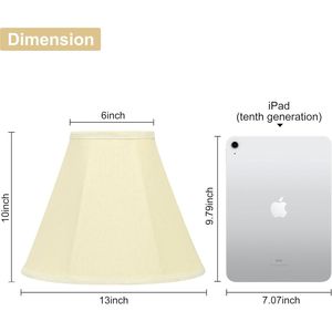 Set di 2 Paralumi a Campana in Tessuto Crema, Ricambio per Paralumi Medi, 6 pollici (top) x 13 pollici (base) x 10 pollici (altezza), Coprilampada in Lino Naturale - Product Image 3