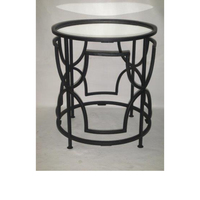 Table basse ronde moderne avec plateau en verre trempé et structure en fer forgé, meuble de salon, table d'appoint décorative