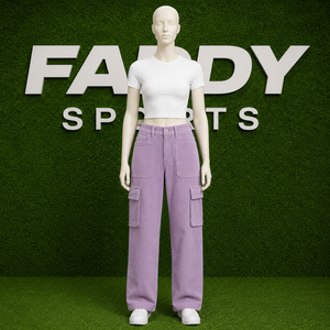 Pantalon cargo tendance pour femme, taille haute, en velours côtelé, coupe large, multi-poches, style streetwear, ample, vintage Y2K, violet - Product Image 2