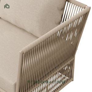 Ensemble de canapés modernes haut de gamme en aluminium et corde, mobilier d'extérieur durable pour hôtels et villas, fabriqué en Indonésie - Product Image 5