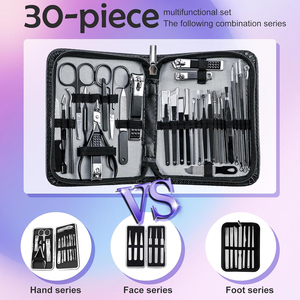 Custom Pouch Professional Stainless Steel Manicure and Pedicure Set Anti Slip Matte Finish Nail Clipper Care Set 30 Piece - Product Image 4