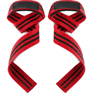 Sangles de levage en coton robustes à rayures, réglables, avec prise en main améliorée et support de poignet rembourré pour les soulevés de terre et l'entraînement avec des poids lourds en salle de sport - Product Image 5