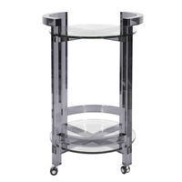 Table basse ronde à deux niveaux en lucite transparente, chariot de service en acrylique, chariot à boissons roulant pour salon et hôtel
