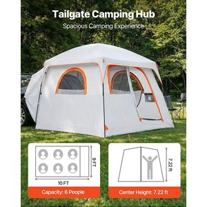 Tenda Grande per SUV per 6 Persone 3x2,7 m, Tenda Impermeabile per Portellone SUV 3 Stagioni con Porte Ventilate e Finestre a Rete PU2000mm D - Product Image 2