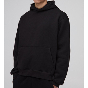 Sweat à capuche épais noir 2026 avec votre design personnalisé, coupe oversize, streetwear, en molleton de coton, fabriqué au Pakistan - Product Image 1