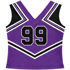 Haut d'uniforme de cheerleading violet sans manches à col en V pour femmes et filles, idéal pour la performance, la danse athlétique et les compétitions sportives - Product Image 2