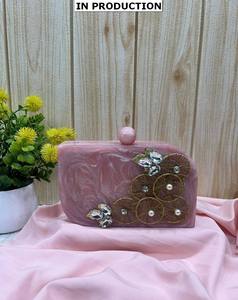 Handcrafted Designer Luxury Evening Bag for Ladies Solid Fashion Sling Magnetic Accessory Resin Pearl Decor for Bridal Clutch - Product Image 4