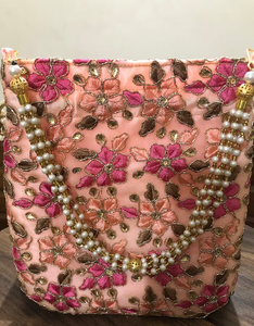 Sac potli de travail de broderie multicolore de fil fait à la main pour des sacs de cadeaux de faveur de mariage de femmes - Product Image 2