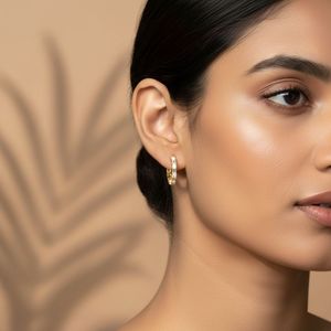 3.65CTW 9K Gold Plated Round Cut Lab Grown Diamond Luxury <b>Large</b> Pave Set <b>Hoop</b> Earrings - Product Image 6