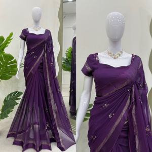 Ensemble de Blouse Réversible Ethnique Indien/Pakistanais pour Femme Adulte, en Fausse Fourrure Traditionnelle, avec Broderie de Fil et Paillettes, Idéal pour les Fêtes Hivernales - Product Image 5