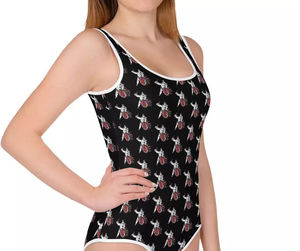 Women's One-Piece Swimsuit Square Neck Digital Print Spandex Polyester Contrast Binding <b>Stretch</b> Swimwear - Product Image 3