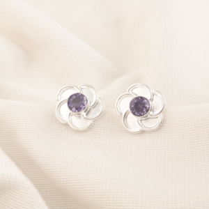 Hermosos y elegantes pendientes de plata de ley 925 con gemas de estilo Lolite para mujeres y niñas, ideales para usar en bodas y fiestas. - Product Image 1