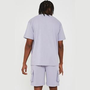 Ensemble 2 pièces T-shirt et short délavé à l'acide de haute qualité, personnalisé, coupe oversize, 100% coton respirant, style urbain pour homme - Product Image 4