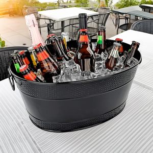 Bac à Boissons Galvanisé Noir Anti-Rouille de 4 Gallons avec Poignées, Seau à Glace Métallique pour Refroidir Bière, Vin et Boissons, Vente en Gros - Product Image 3