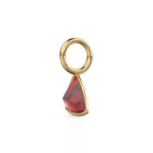 Colgante de Oro Sólido Amarillo de 14k con Diamante de Imitación de 5mm / Piedra de Nacimiento de Julio / Gema Roja con Corte Trillón - Product Image 4