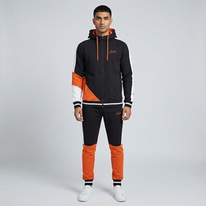 Mens Red Black Printed Winter Tracksuit Set <b>Zip</b> Jacket Pants Two Piece Outfit Streetwear Fashion Casual Sportswear 100% Cotton - Product Image 2