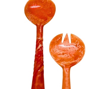 ชุดช้อนส้อมเสิร์ฟสลัด 2 ชิ้น ทำด้วยมืออย่างประณีต วัสดุทองเหลืองและเรซิ่น คุณภาพดีเยี่ยม ด้ามจับเคลือบทอง - Product Image 4