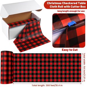 Rotolo di Tovaglia in Plastica Usa e Getta 54 Pollici X 300 Piedi, Rosso e Nero a Quadretti Buffalo Plaid, Facile per Decorazioni e Allestimenti Festa - Product Image 2