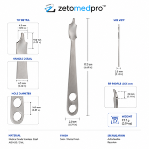 Retractor de Cabeza de Húmero de 8.5 pulgadas (21.6 cm) con Hoja de 18 mm de Ancho, Instrumento Quirúrgico Ortopédico Zetomed Pro - Product Image 4