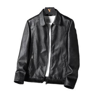 Automne hommes décontracté moto motard veste en cuir manteaux hommes Vintage vêtements d'extérieur formel PU veste mâle surdimensionné veste grande taille - Product Image 6