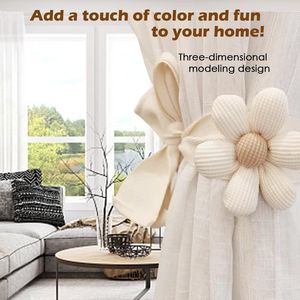 Set di 4 fermacurtain a forma di fiore Boho, semplici ed eleganti fermacurtain a girasole per l'arredamento della camera da letto, set di eleganti fermacurtain. - Product Image 6