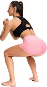 Shorts Deportivos Rosados de Cintura Alta para Mujer, Transpirables, de Punto, Spandex y Poliéster, Corte Regular, Estilo Deportivo, Cintura Elástica - Product Image 5