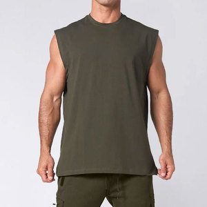 Camiseta sin mangas de punto para hombre, color verde oliva, cuello redondo, estilo casual. - Product Image 1