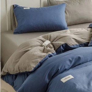 Solid Green Beige Reversible Comforter Set Soft Simple Home <b>Bedding</b> - Product Image 4