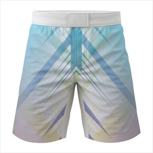 Shorts de combat MMA pour hommes, imprimés à carreaux par transfert thermique, 100% coton, ceinture élastique blanche, shorts d'entraînement légers - Product Image 5
