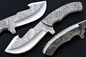 Cuchillo de caza Skinner con gancho para tripas, grabado a mano, único, cuchillo de camping, cuchillo hecho a mano, cuchillo personalizado. - Product Image 1
