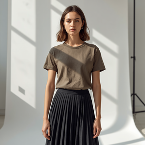 Women Casual T Shirt and <b>Skirt</b> Set Cotton Comfortable Two Piece Outfit with OEM ODM Customization - Product Image 4