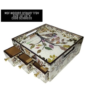Bandeja de almacenamiento cuadrada de cartón con diseño floral de mariposas, acabado lacado, 1 compartimento, estilo bohemio, organizador de oficina reutilizable - Product Image 2