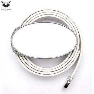 Ceinture en cuir blanc pur pour femme, élégante, avec boucle ovale en métal, ceinture de taille ajustée en cuir PU, ceinture de robe tendance pour clubbing - Product Image 3