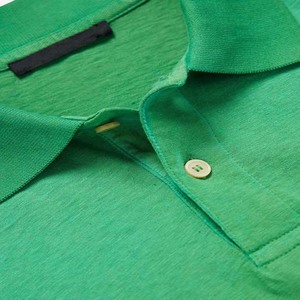 Polo de Manga Corta Verde para Hombre, Tela Oxford, Color Sólido Informal, Corte Regular, Diseño con Botones - Product Image 5
