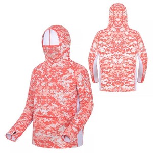 Camouflage Hooded Fishing Shirts With <b>UV</b> <b>Protection</b> Pullover Style Anti-<b>UV</b> Long Sleeve Outdoor Wear - Product Image 3