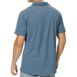 Chemises pour hommes décontractées, coupe classique, manches courtes, respirantes, unies, avec logo personnalisé sur le devant, boutonnées. - Product Image 4
