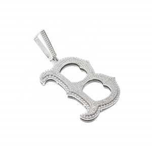 จี้เพชรโมอิสซาไนต์รูปตัวอักษร B เงินแท้ 925 ประดับเพชรแบบ Iced Out จี้อักษรย่อ สไตล์ฮิปฮอป เครื่องประดับอักษรตามสั่ง ของขวัญ - Product Image 6