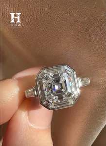 แหวนเพชรทรง Asscher แบบ Solitaire ดีไซน์ทรงมงกุฎ/โล่ห์เรขาคณิตสุดพิเศษ ทอง 14K สำหรับงานหมั้นและแต่งงาน ดีไซน์ทันสมัย - Product Image 1