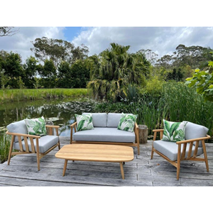 Conjunto de Sofás de Jardín de Teca Natural, Muebles de Exterior para Patio, Conjunto de Conversación de Madera, Proveedor de Muebles de Teca de Indonesia en el Reino Unido - Product Image 1