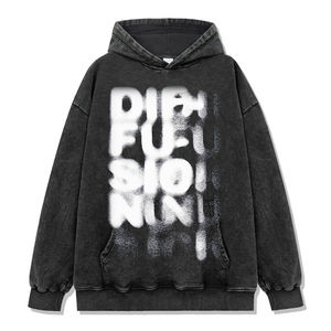 Sweat à capuche oversize personnalisé en coton 100% écoresponsable, imprimé par pulvérisation effet délavé vintage, style streetwear unisexe décontracté et ample, mode ODM - Product Image 2