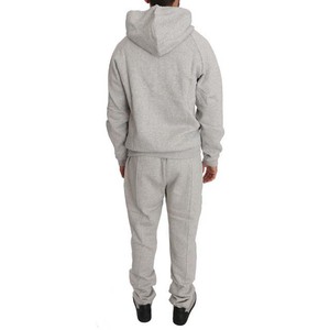 Survêtement gris à capuche pour homme, fermeture éclair intégrale, coupe décontractée, couleur unie, poches latérales, idéal pour l'automne, 100 % coton, poids moyen - Product Image 3