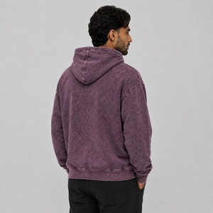 Sudadera con Capucha para Hombre de Alta Calidad, 100% Algodón, Lavado Ácido, Personalizada, Transpirable, con Forro Polar, Suministro OEM, Invierno, Color Sólido, Casual, con Bolsillo y Logotipo Impreso - Product Image 4