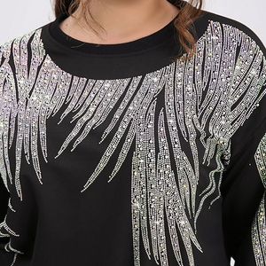 Women's Winter Casual Rhinestone Sweatshirt Luxury Fashion Neck <b>Hoodie</b> Front Custom Design Street Sweet Cool Drilling <b>Bear</b> 100% - Product Image 5