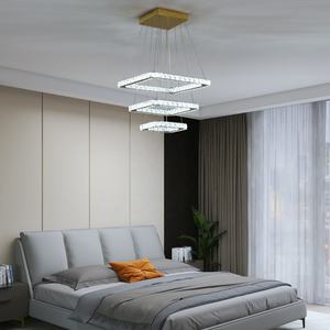 Пользовательские современные гостиничные хрустальные люстры с <span class=keywords><strong>3</strong></span> квадратами из нержавеющей стали подвесные светильники дизайн - Product Image 4