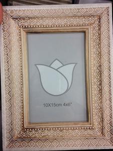Premium Rustic <b>Vintage</b> Style Wooden Photo <b>Frame</b> with Decorative Hand Painted White Floral Pattern for <b>Vintage</b> Tabletop Decor - Product Image 2