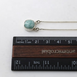 Collier pendentif en argent sterling 925 avec amazonite naturelle, fait main, cabochon, bijou en cristal de guérison - Product Image 4