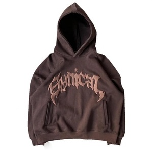 Sudadera con Capucha Oversize para Hombre, Estilo Streetwear, 100% Algodón, Color Rosa, Tejido Grueso, Estampado Puff Vintage, Lavado Ácido, Personalizada - Product Image 3