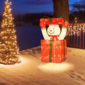 Pupazzo di Neve Luminoso in Confezione Regalo, Decorazione Natalizia in Plastica da Tavolo per Feste al Chiuso - Product Image 2