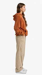 <b>Women's</b> Regular Fit Solid Breathable Casual Long Sleeve Hip Length Modal Zip-Through Hoodie Front Logo Pockets - Product Image 2