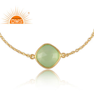 Prehnite Calcedonia Piedra preciosa 925 Plata Chapado en oro Pulsera Joyería Mayorista para mujeres Regalo para su delicada colección - Product Image 4